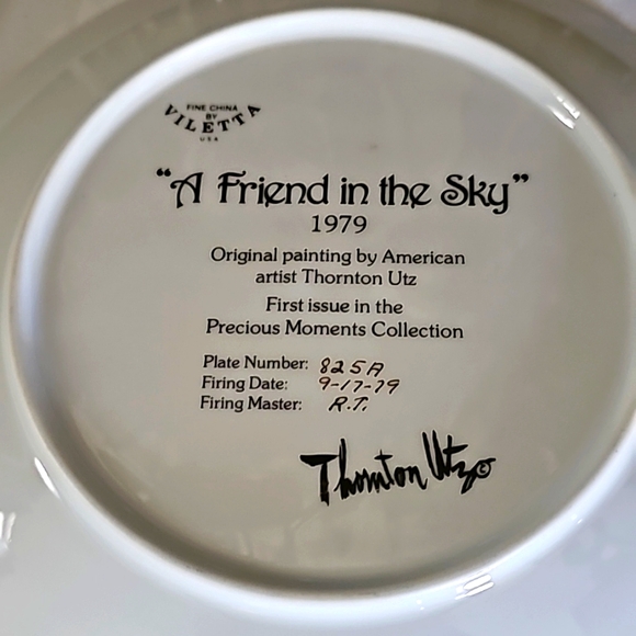 Thornton Ulz "A Friend In The Sky" Precious Moments Collection Plate - Picture 7 of 12